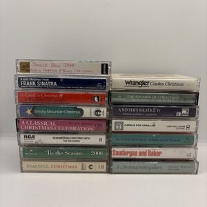 (Lot of 15) Cassette Tapes Christmas Sinatra Jazz Carols Wrangler Cowboy Country
